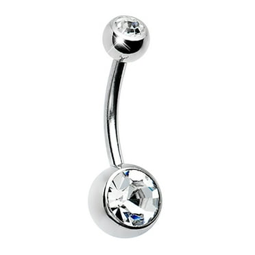 CZ SPADE-Belly Button Ring Navel Dangle Barbell 14G 3/8 316L BUY 2/ GET 1 FREE!